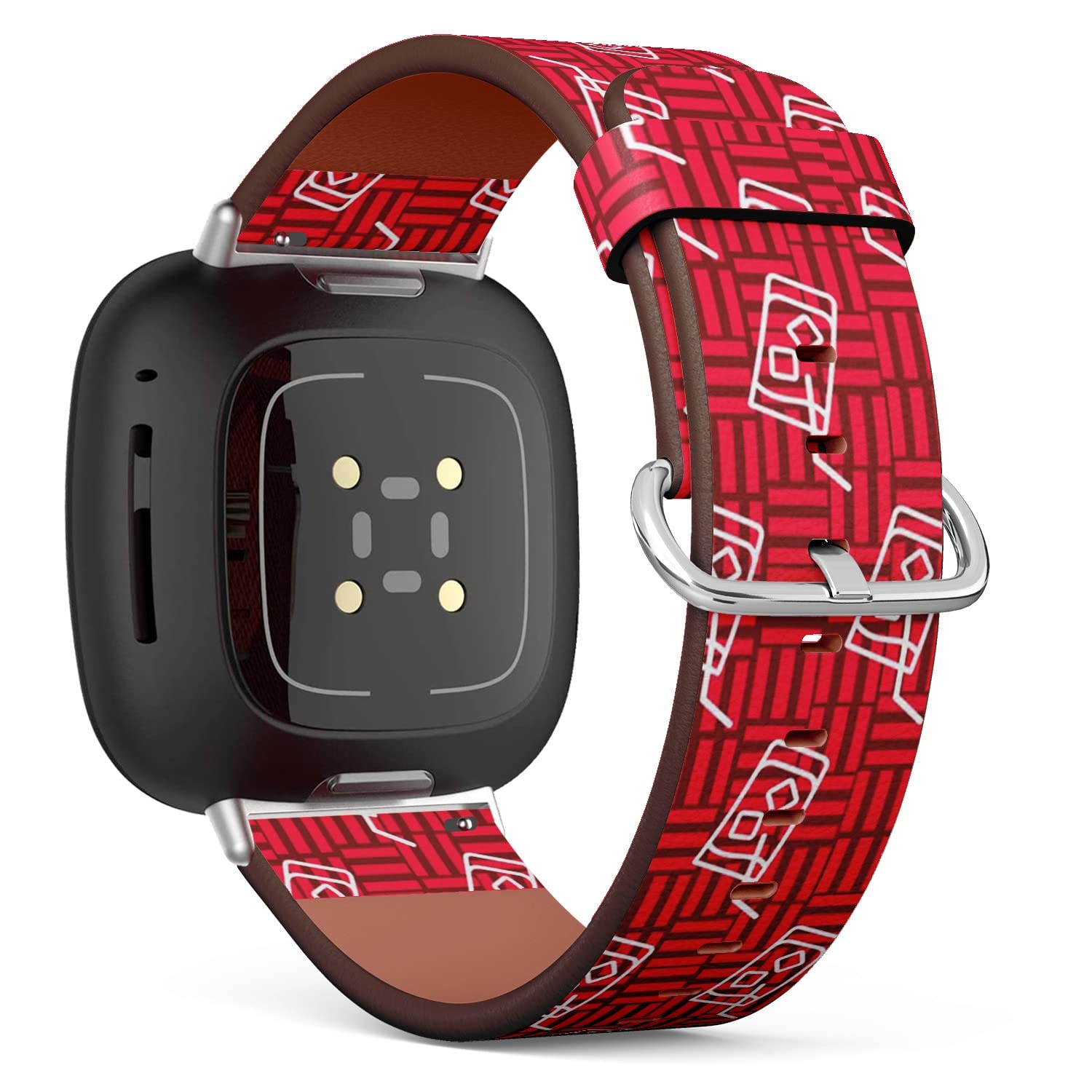 CJBROES Replacement Leather Watch Band, Compatible with Fitbit Versa 3 and Fitbit Sense of Wristband Bracelet Accessory - Texture Cocktail Shake