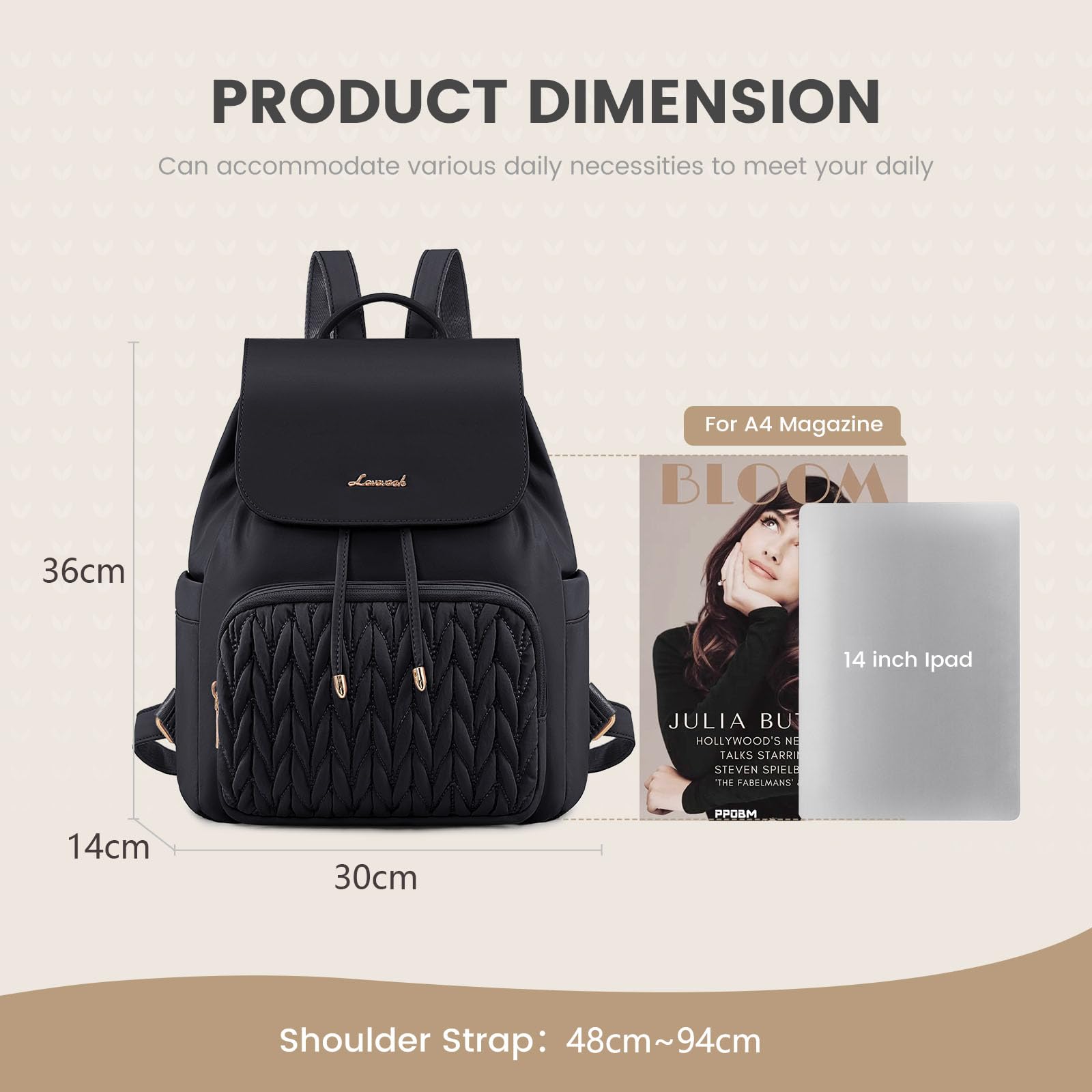 LOVEVOOK Zaino da donna piccolo, impermeabile, borsa 2 in 1, mini borsa da donna, elegante per il tempo libero, la scuola, i viaggi, il lavoro