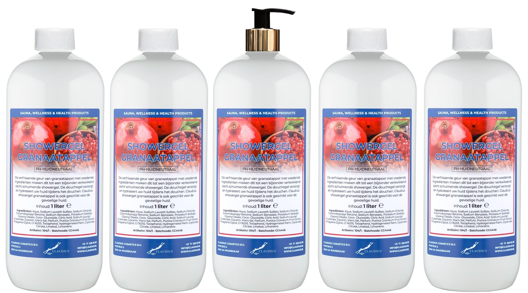 Duschgel Granatapfel 3 x 1 Liter mit goldener Pumpe