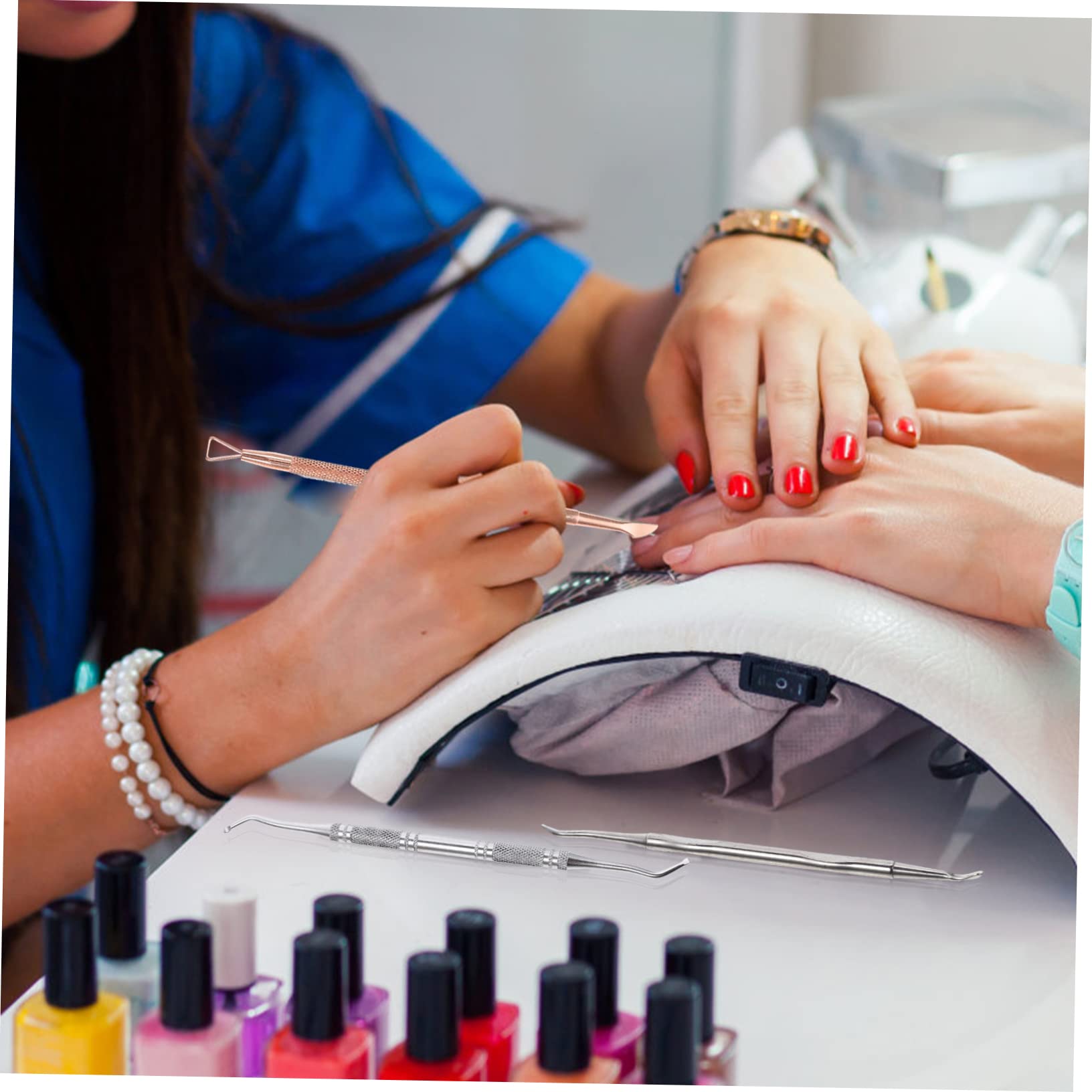 HAPINARY 2sets Nail Cuticle Pusher Double-sided Cuticle Pusher Nail Polish Remover Professional Art Tools 2pcs*2