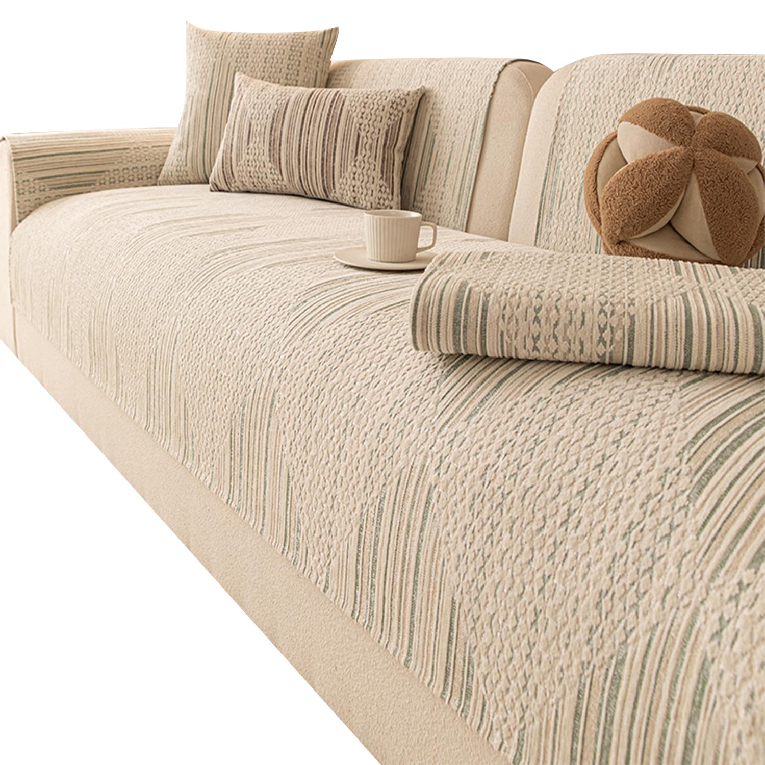 Housse de canapé verte en chenille pour le salon et la chambre