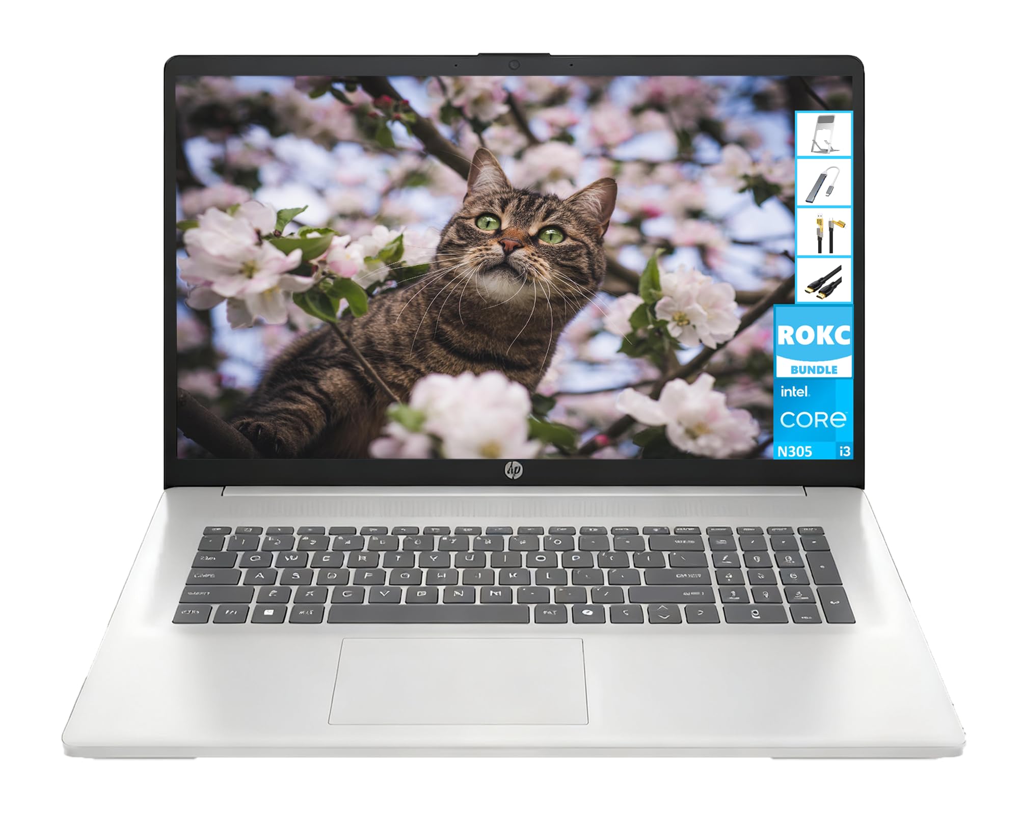 HP 17.3" HD+ Laptop, Intel 8-Core CPU, 16GB RAM, 512GB SSD, Windows 11 Pro | Number Pad, USB-C, Wi-Fi 6, Big Screen (1600 x 900) for Home/Student/Office Use, Long-Battery Life, RK Bundle