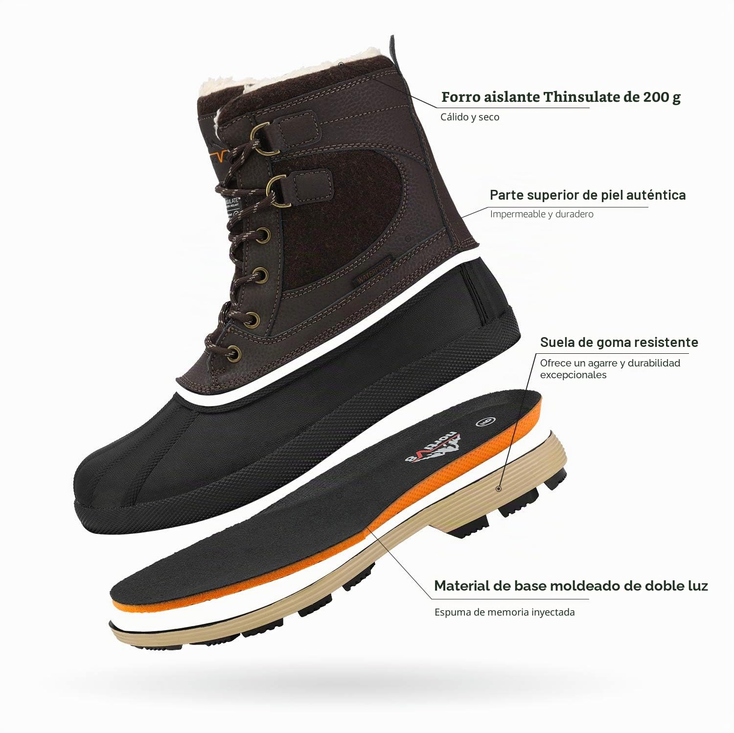 NORTIV 8 Botas de Hombre Trekking de Nieve Invierno Zapatos de Senderismo con Cordones Impermeables Acolchados Pesados AVENUE