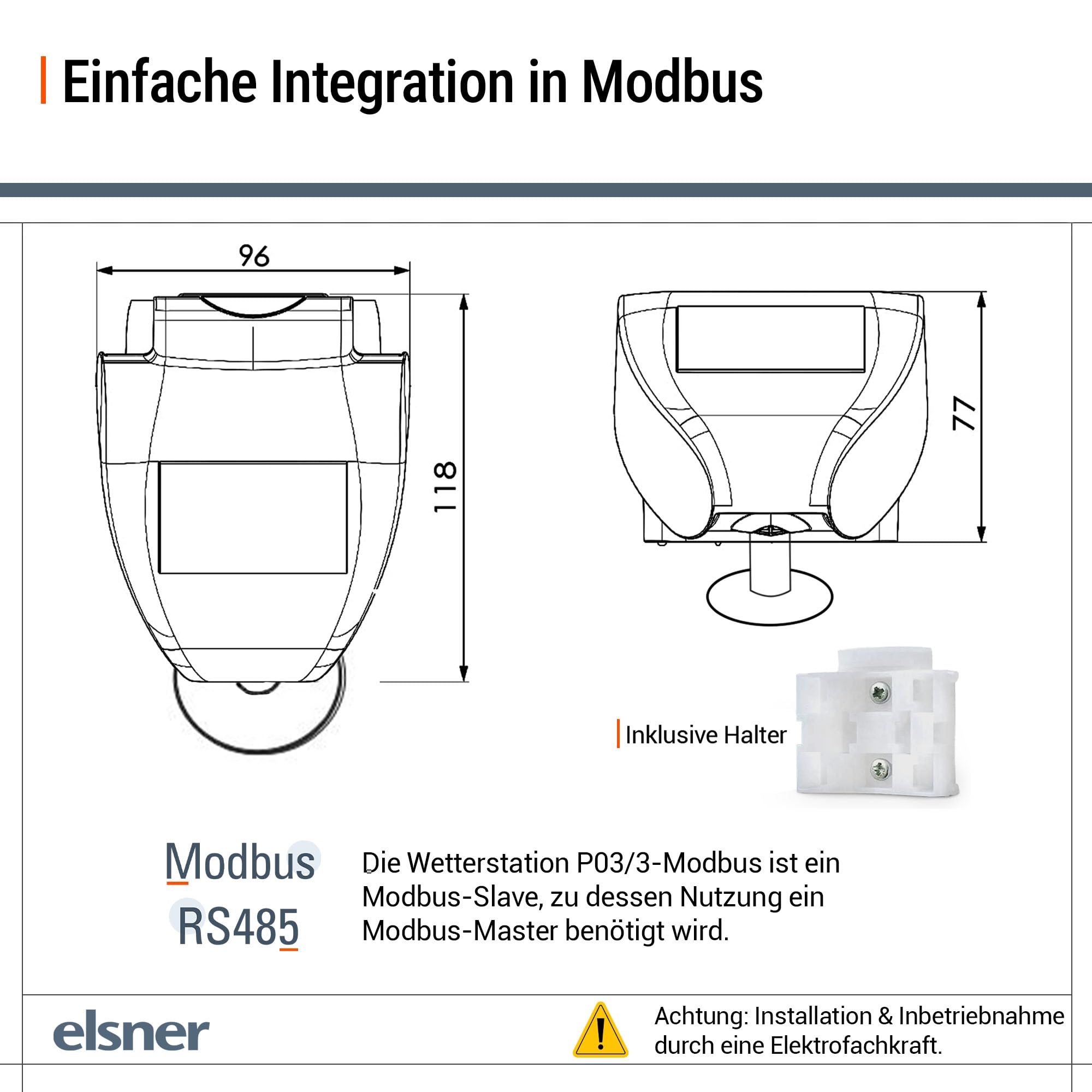 Wetterstation mit GPS [P03/3-Modbus-GPS] mit Außensensor | Profi Modbus Wetterstation, Windmesser, Regen- & Sonnensensor, Außenthermometer – Ideal für Bauprojekte & Made in Germany