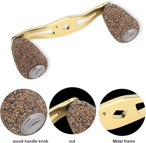 Miniatura 6 de RiToEasysports Mango de carrete de pesca, mango de carrete de pesca, perilla de madera, marco de fibra de carbono con accesorios, piezas de repuesto