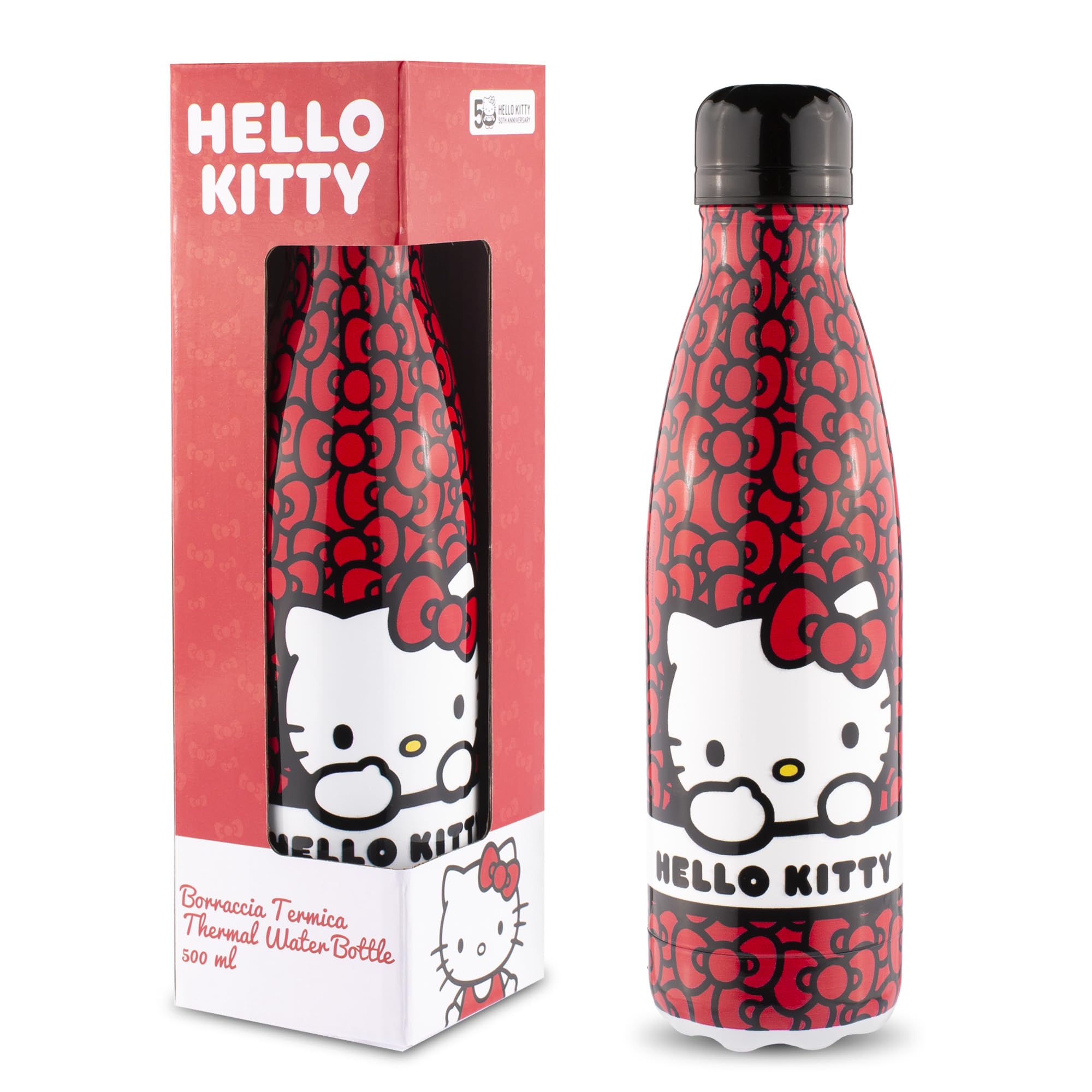 Coriex Hello Kitty 500ml Aluminium Insulated Water Bottle, Black