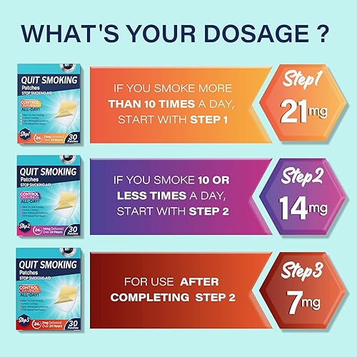 Miniatura 7 de Parches para dejar de fumar Paso 3, Paso 3 para dejar de fumar, 7 mg entregados durante 24 horas, ayuda para fumar para ayudar a dejar de fumar 30