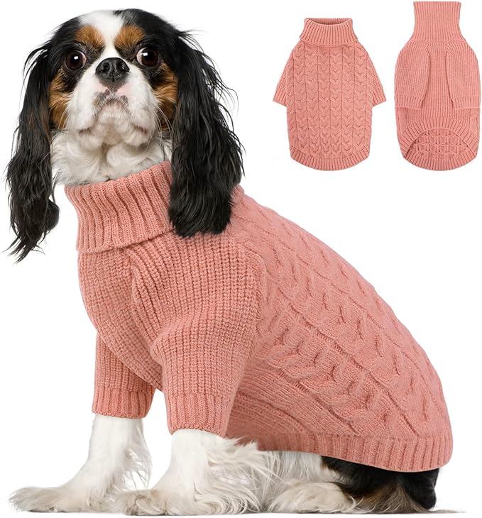 Queenmore Pull pour chien XS — Pull de Noël chaud et doux, tricot pour Frenchie, Teckel, Bouledogue (rose)