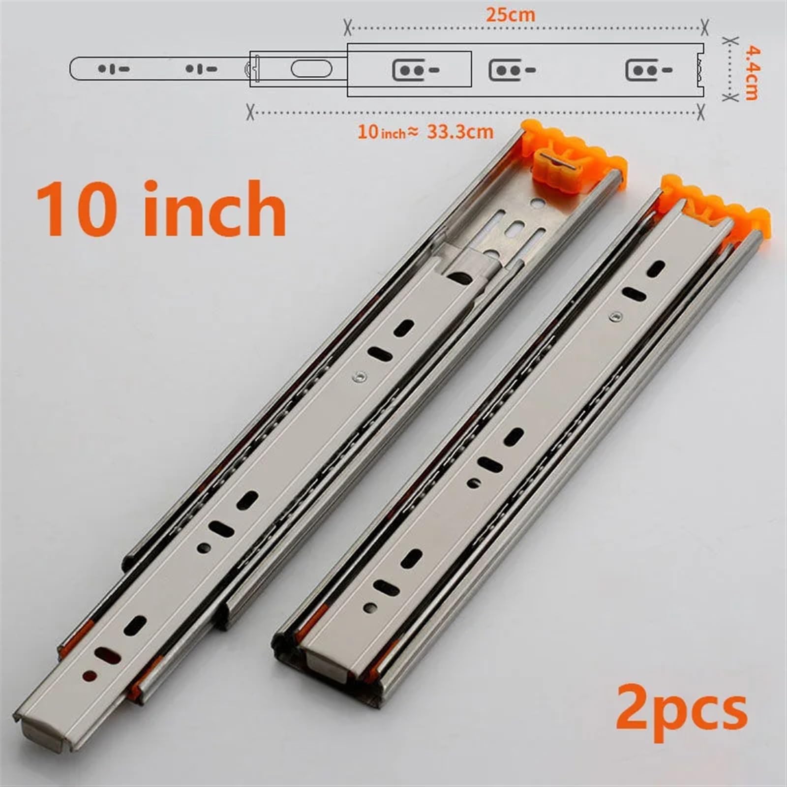 Prowadnice do szuflad, Łożysko kulkowe do montażu bocznego typu Push to Open z pełnym wysuwem 10-20 cali(304 Stainless Steel,16in (40cm))