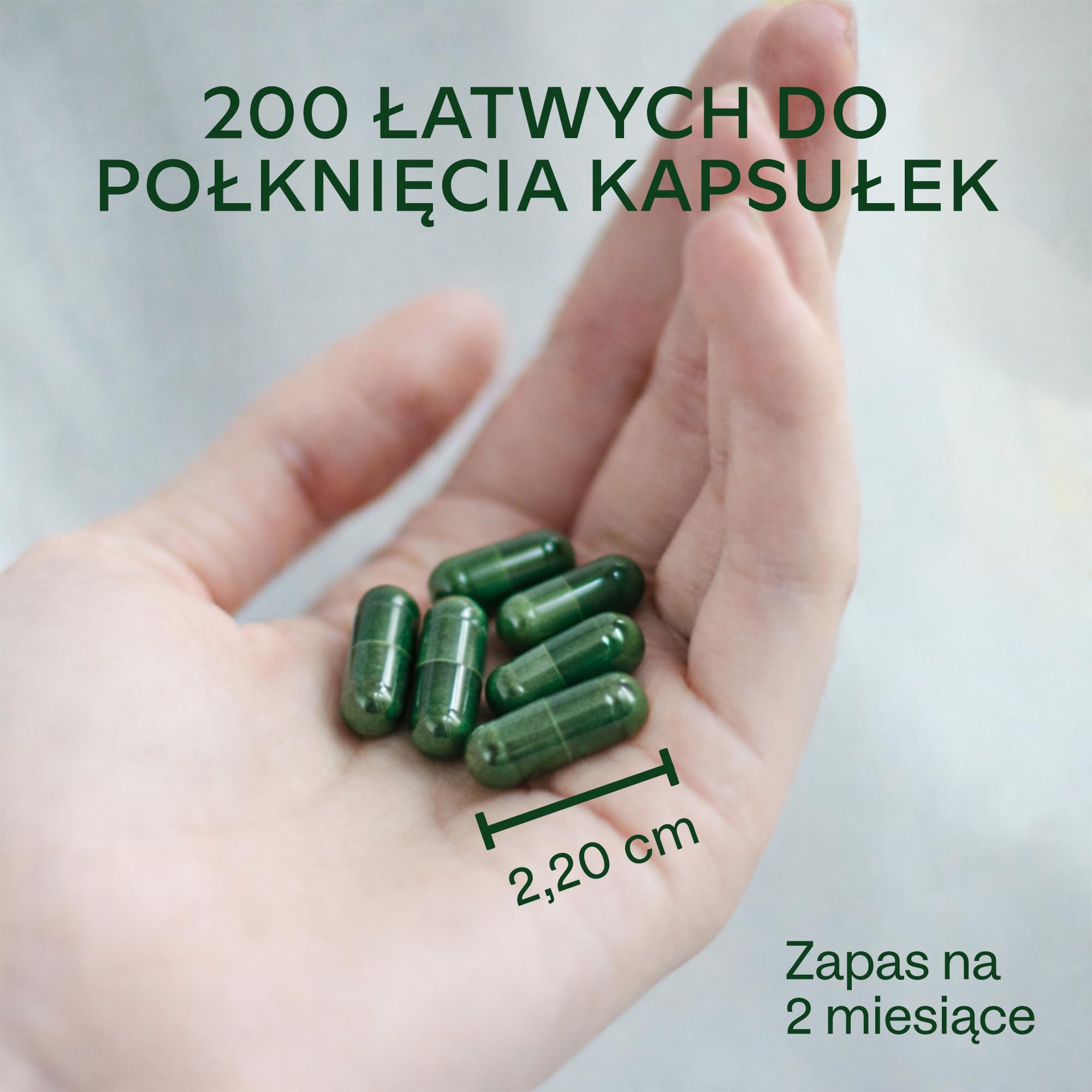200 Kapsułek ze Sproszkowaną Spiruliną i Chlorellą [1800 mg] - Wysokiej Jakości Mieszanka Fitoskładników z Niebieskich Alg - Idealny Dodatek do Smoothie - W 100% Wegańska Formuła