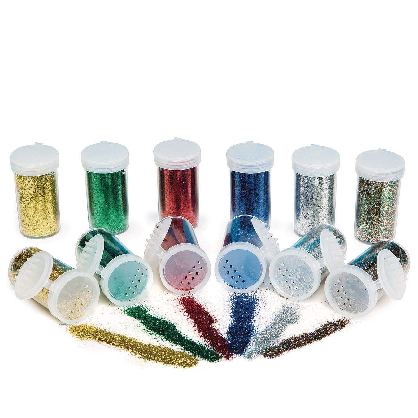 Color Splash! Glitter Pack, 3/4 oz. Jars, Assorted Basic Colors (Pack of 12)