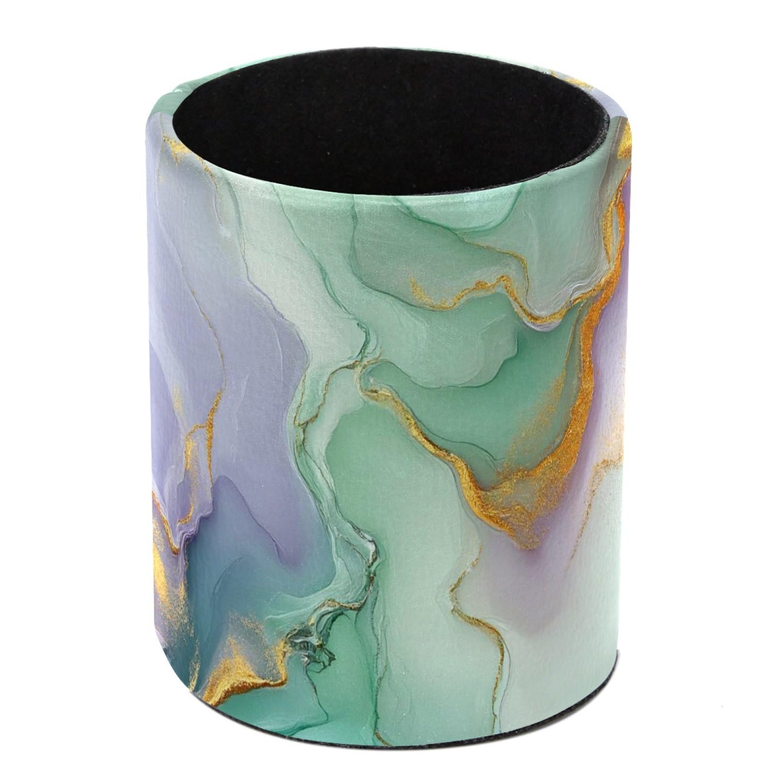 FWJZDSP Teal Blue Marble PU Leather Pencil Organizer, Makeup Brush Holder, Office Decor and Desk Accessories Durable