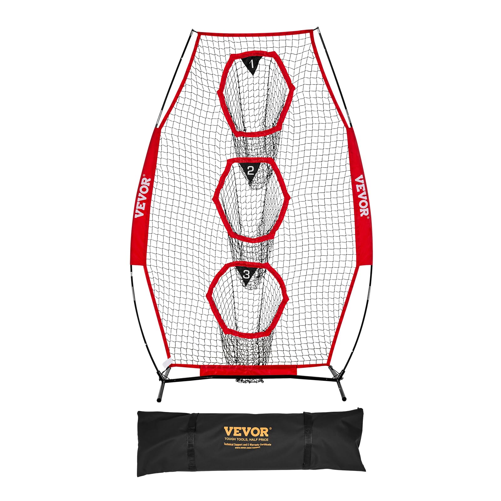 VEVOR Red de Lanzamiento para Entrenador de Fútbol, 168 x 77 x 245 cm, 3 Bolsillos, Rojo