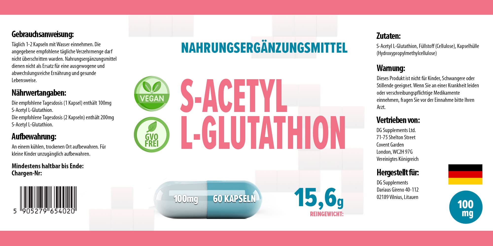 Hepatica S-Acetyl-Glutathion | 100 mg | stabile Form, hohe Bioverfügbarkeit | Antioxidans & Zellschutz | 60 vegane Kapseln | GMP & Laborgeprüft