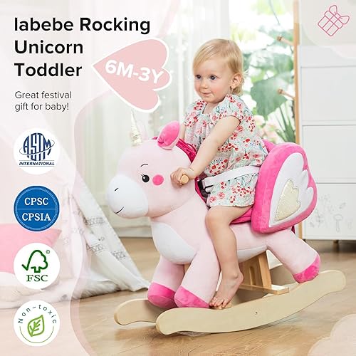 Miniatura 3 de labebe - Caballo mecedor para bebé, unicornio, juguete para niños de 6 meses a 3 años, juguete de peluche para bebés (niño), juguete de peluche para