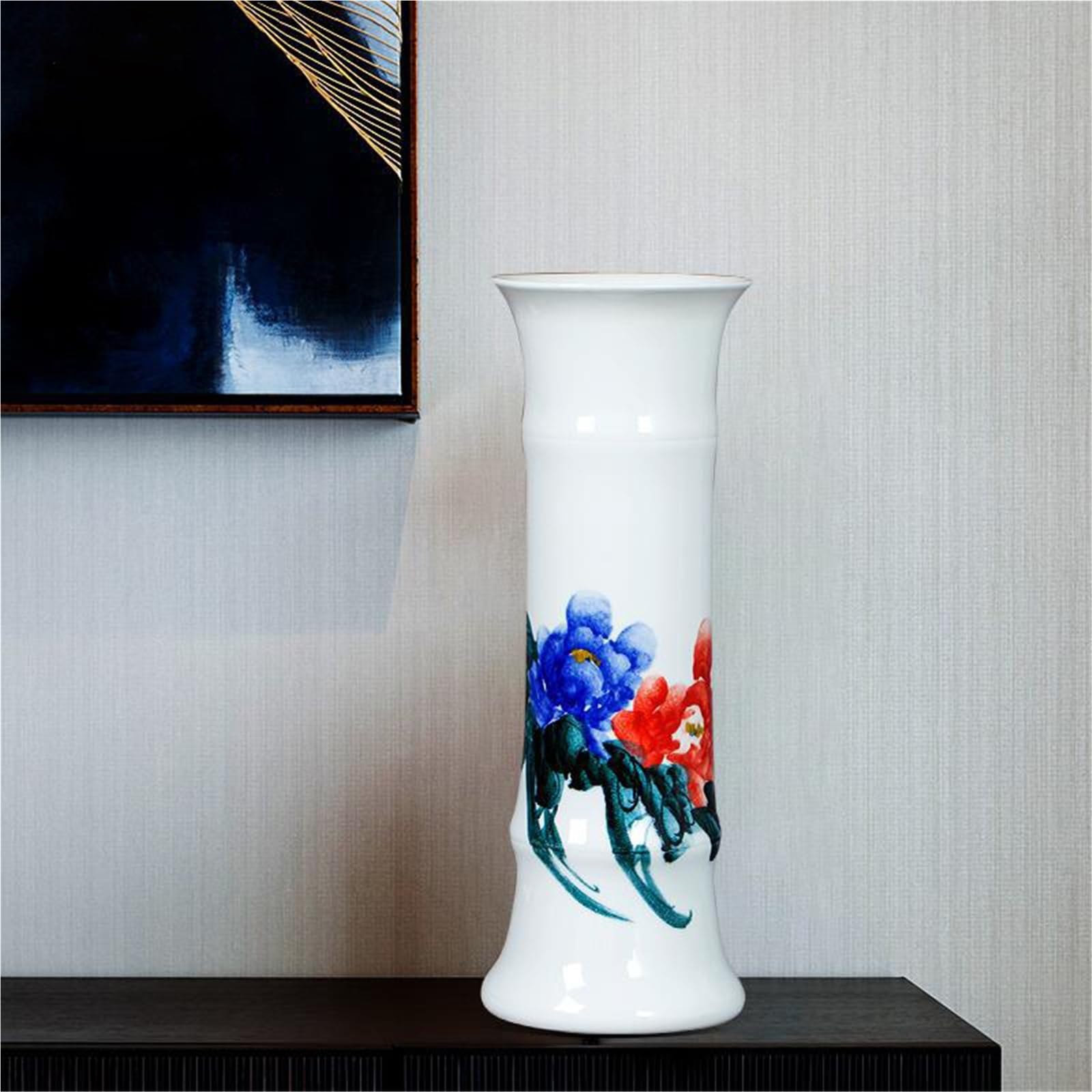 Vnook Hand Painted Ceramic Umbrella Stand, Freestanding Floor Vase, Decorative Storage Bucket for Umbrellas, Canes and Walking Sticks, Indoor Home Organizer(S)