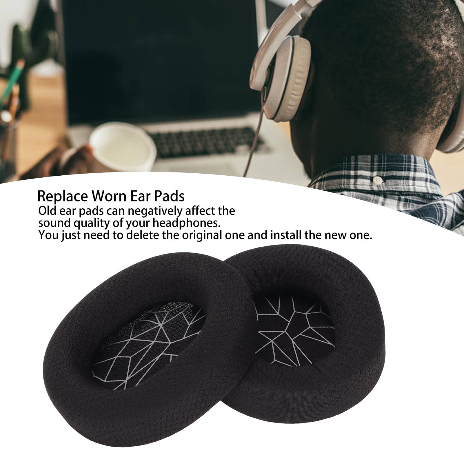 Headphone Ear Cushion, Flexible Enhanced Bass Highly Elasticity Replacement Ear Cushion Pads For...