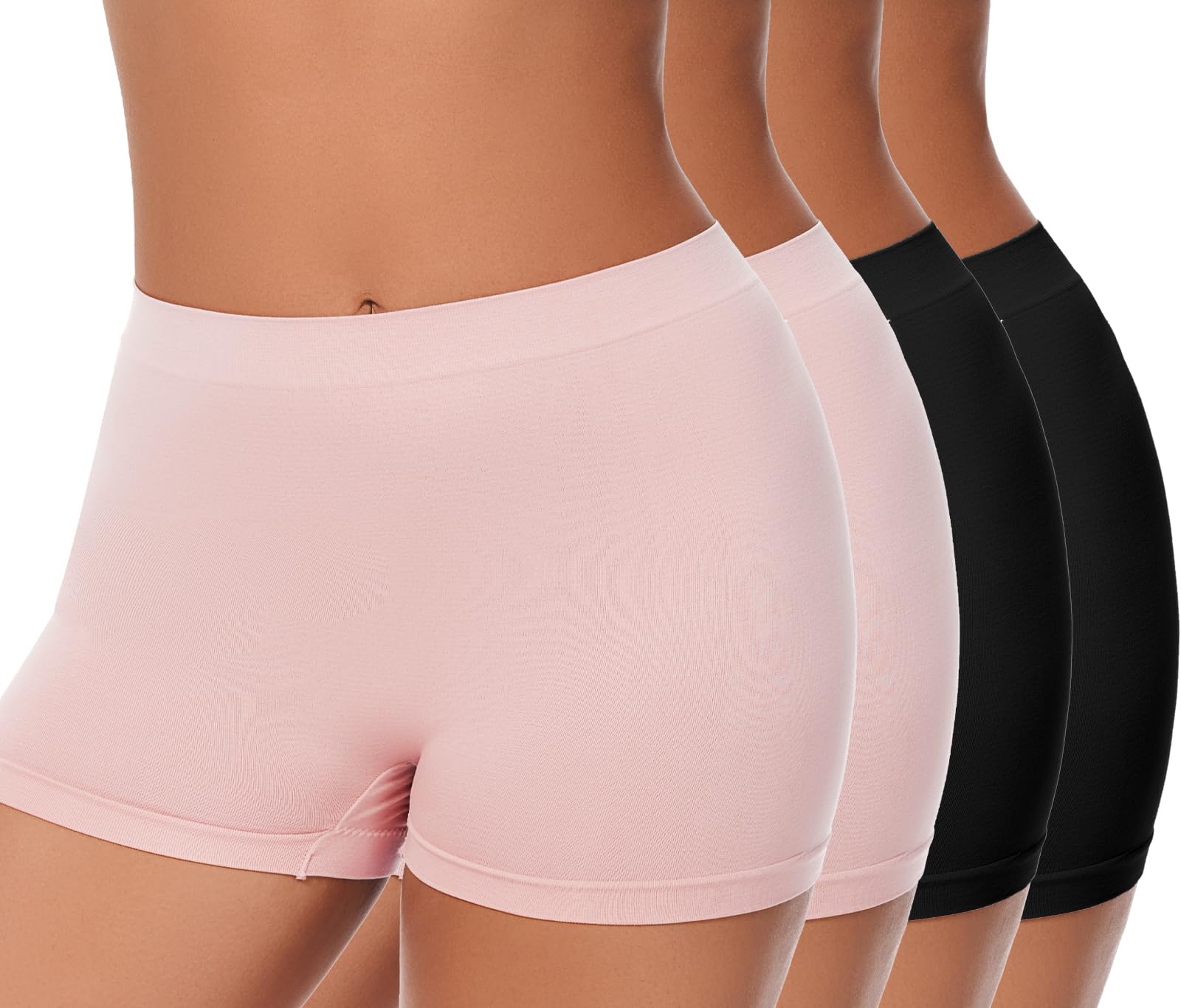 Zimi Collection Women's 2Black+2Pink Plus Size Xl-6Xl Boyshorts Underwear For High Waisted Panties Stretch Boxer Briefs 4 Pack 2XL