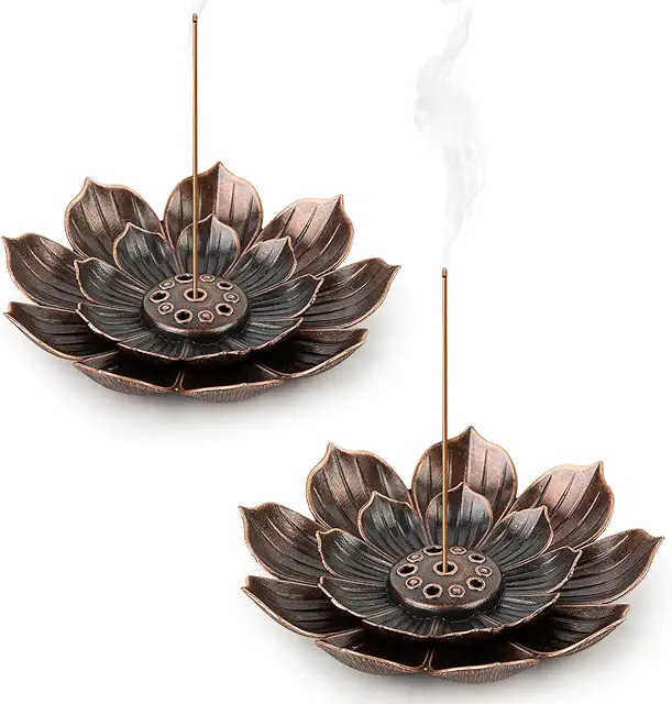 Quemador de Incienso Loto Latón 6 Agujeros - Portaincienso Decorativo Hogar