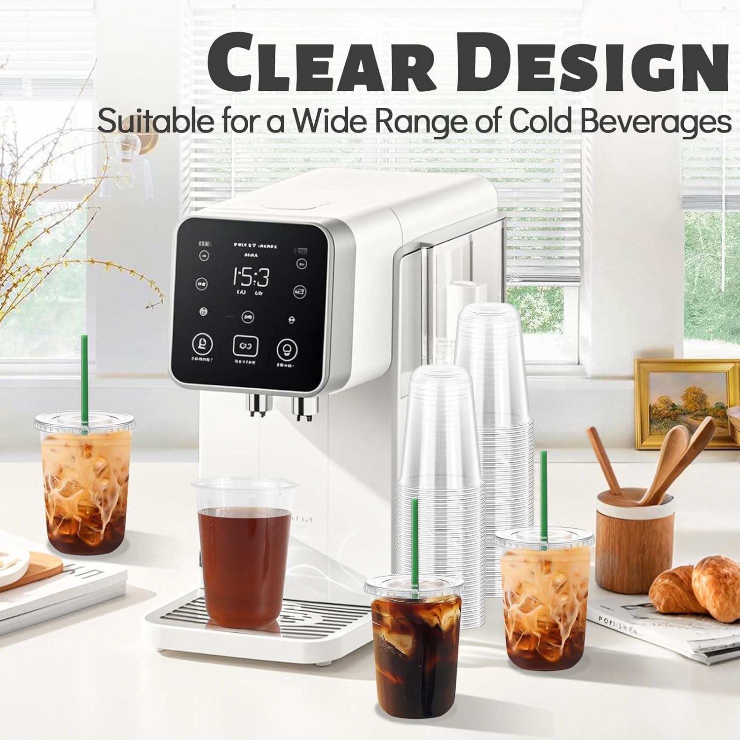 25 Set Clear Plastic Cups with Lids and Straws, 16oz Disposable Plastic Iced Coffee Cups with Lids Round Bottom for Coffee, Juice, Cold Drinks, Iced Latte - Image 6