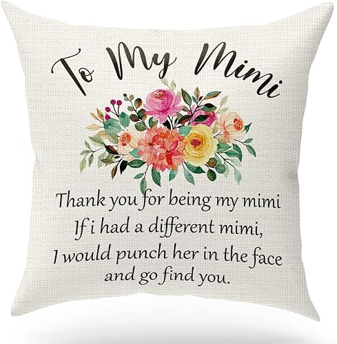 Funda de almohada divertida de Mimi, regalo para abuela, abuela, If I Had a Different Mimi, I Would Punch Her in the Face, funda de cojín de lino de