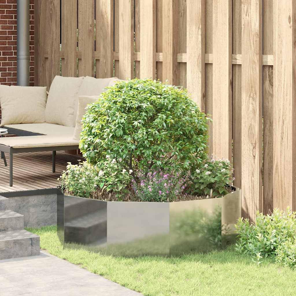 Pflanzkübel Silber 120x120x35 cm verzinkter Stahl rund Modernes Design Robuste Balkon-Garten Blumentopf für Terrasse Innen Außen