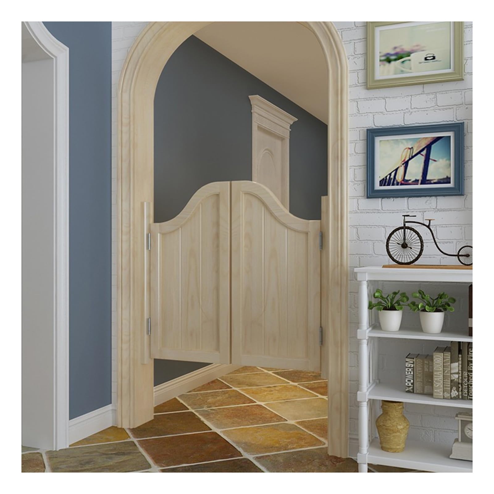 Swinging Saloon Doors, Cafe Door Swing for Home Decor, Hallway Kitchen Doorway Bar Cowboy Style, Hinges Included, Auto Close (Color: D, Size: W80xH80cm) — image 1