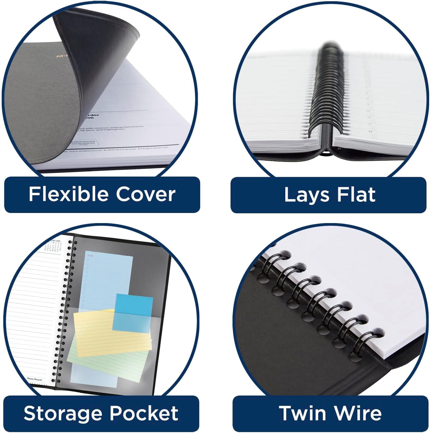 AT-A-GLANCE 2024 Daily Appointment Book Planner, 5" x 8", Small, Black (702070524)