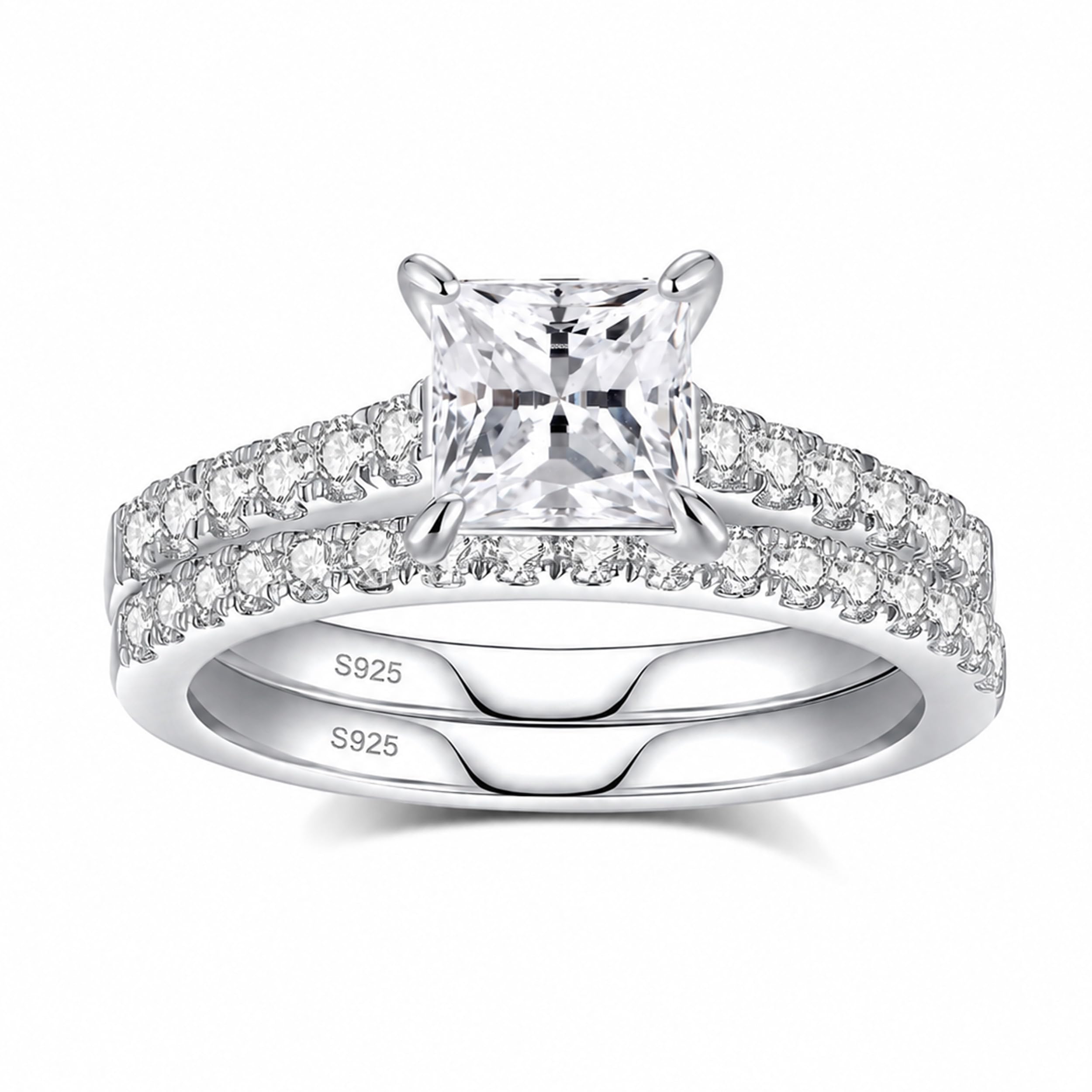 Moissanite Princess Cut Bridal Set