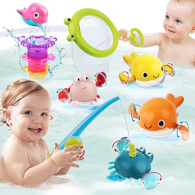 Dwi Dowellin Mold-Free Bath Set: Magnetic Fishing Game, Stacking Cups, and Floating Toys