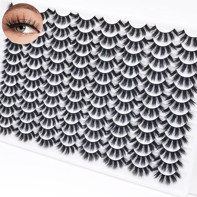 Cílios postiços Azenlo de faixa, estilo 48-034, 14 mm, efeito faux mink, 48 pares