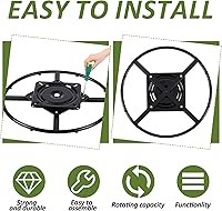 Vista 4 de Blulu Kit de base de anillo giratorio para sofá de 24 pulgadas, resistente con piezas de repuesto para sillas giratorias de 10 pulgadas, mecanismo
