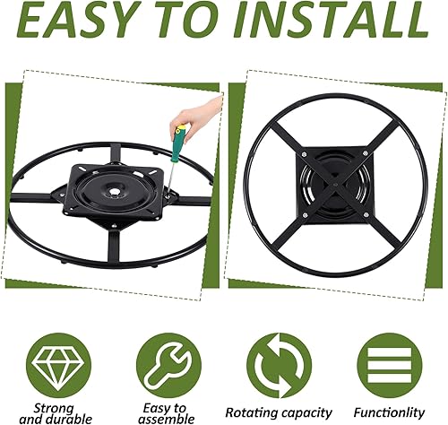 Miniatura 4 de Blulu Kit de base de anillo giratorio para sofá de 24 pulgadas, resistente con piezas de repuesto para sillas giratorias de 10 pulgadas, mecanismo