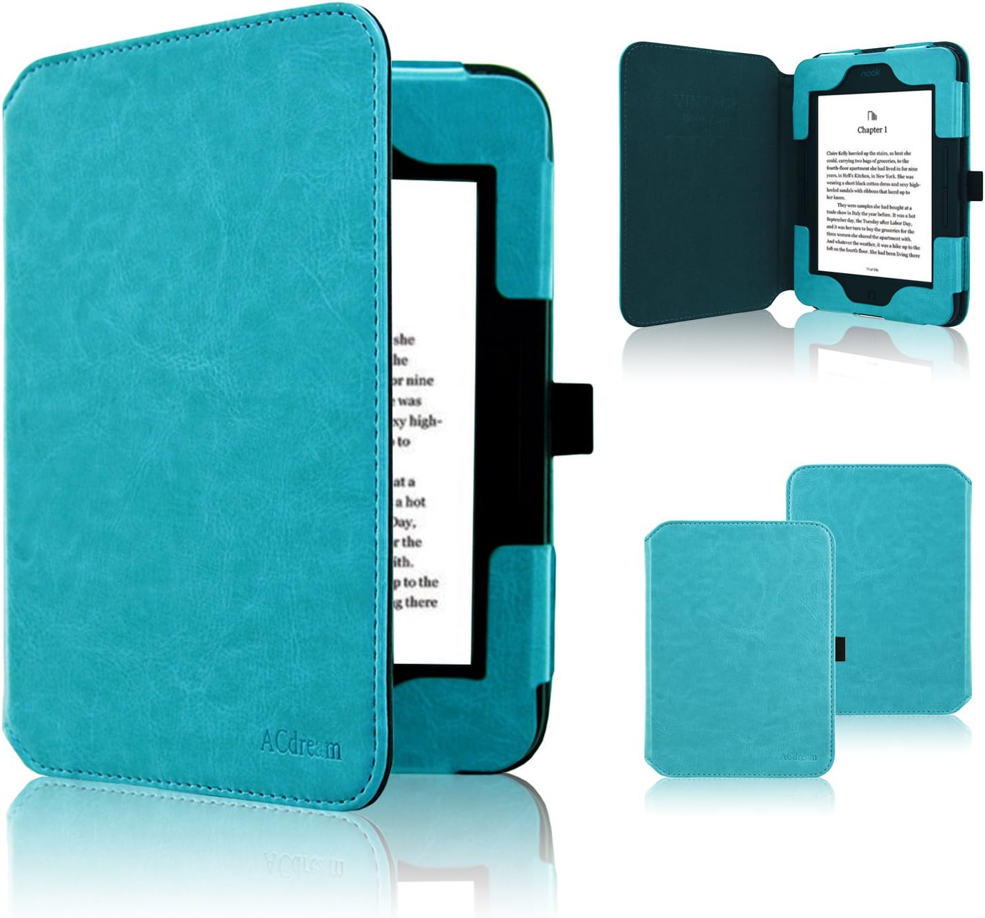 ACdream Nook GlowLight 3 Case, Folio Premium Leather Ereader Cover Case for Barnes & Noble Nook GlowLight 3 (2017 Release), (Sky Blue)
