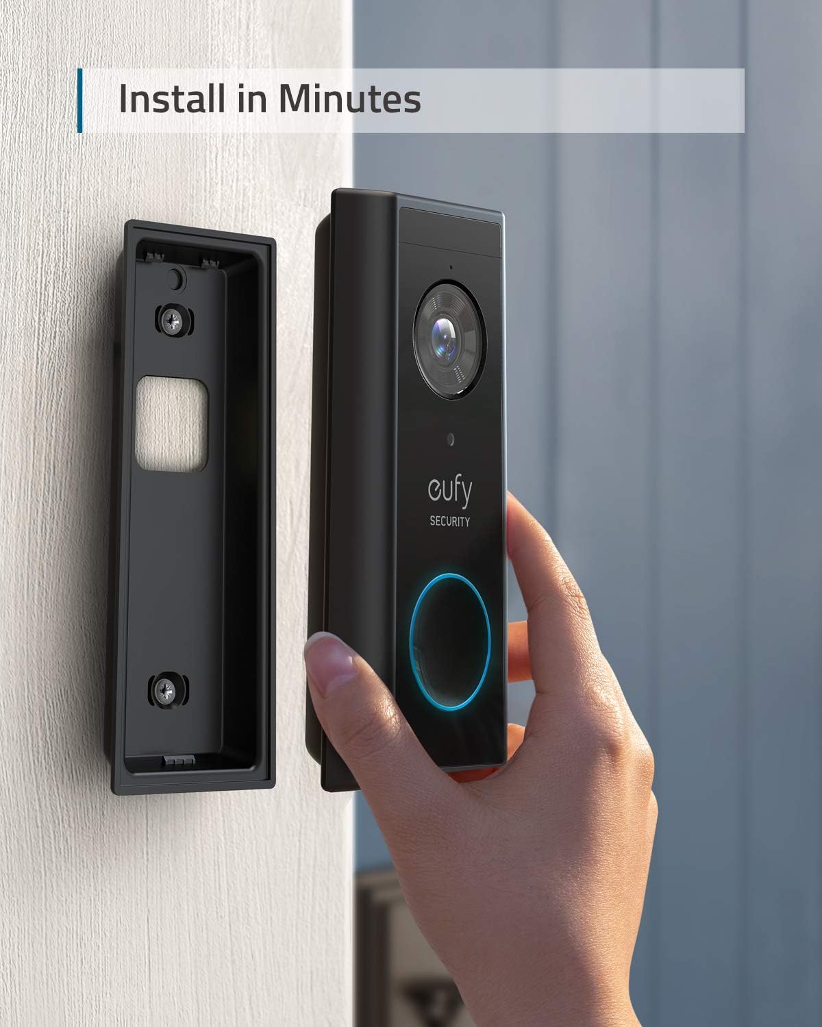 eufy Security Timbre con vídeo inalámbrico Alimentado por batería, 2K HD, sin tarifas mensuales, IA detección de Personas Inteligente, Audio bidireccional, Muy fácil de Instalar, Homebase Incluido