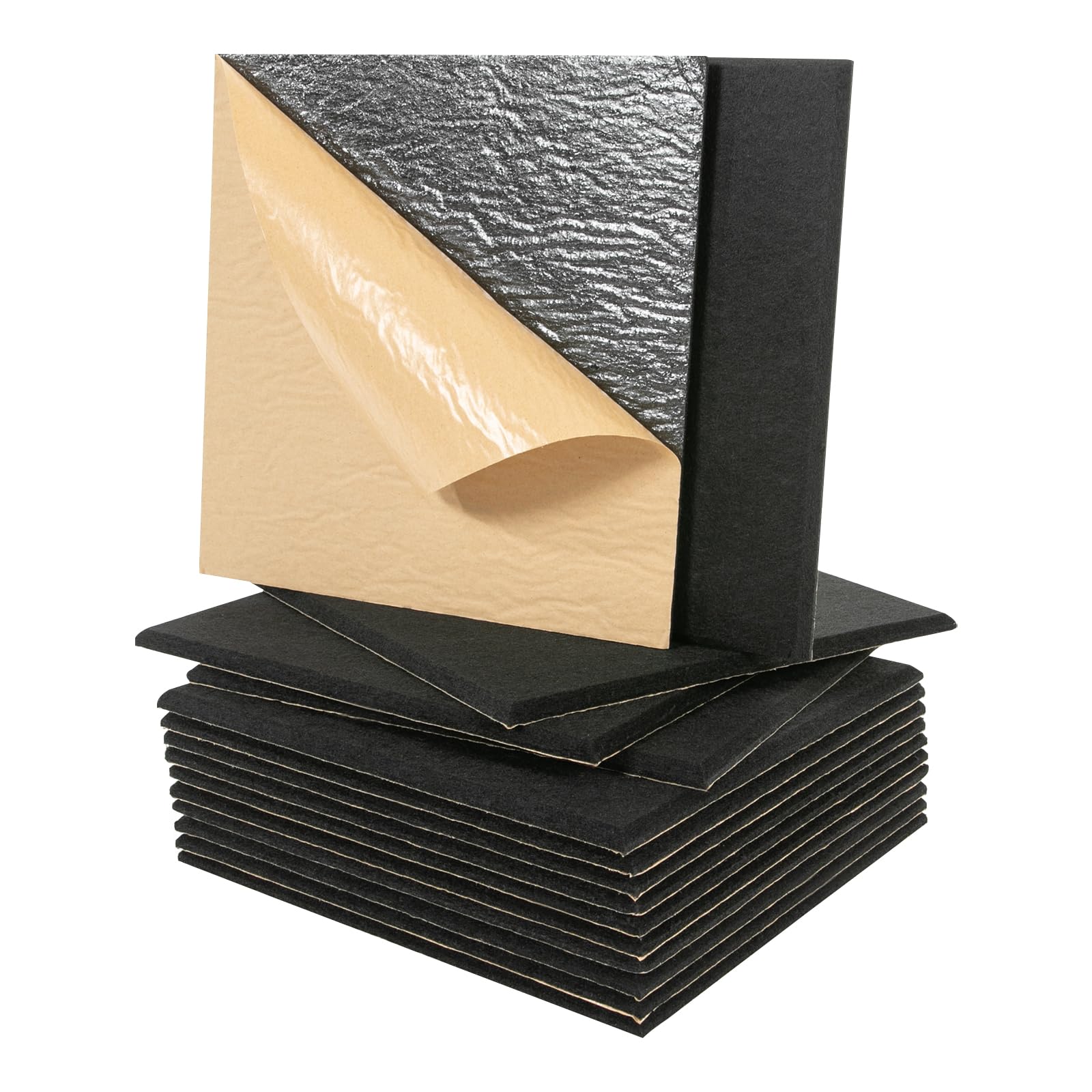 18 pannelli acustici autoadesivi in fibra di poliestere per soggiorno, ufficio, sala giochi, kTV, cinema, camera da letto, 30 x 30 cm (nero)