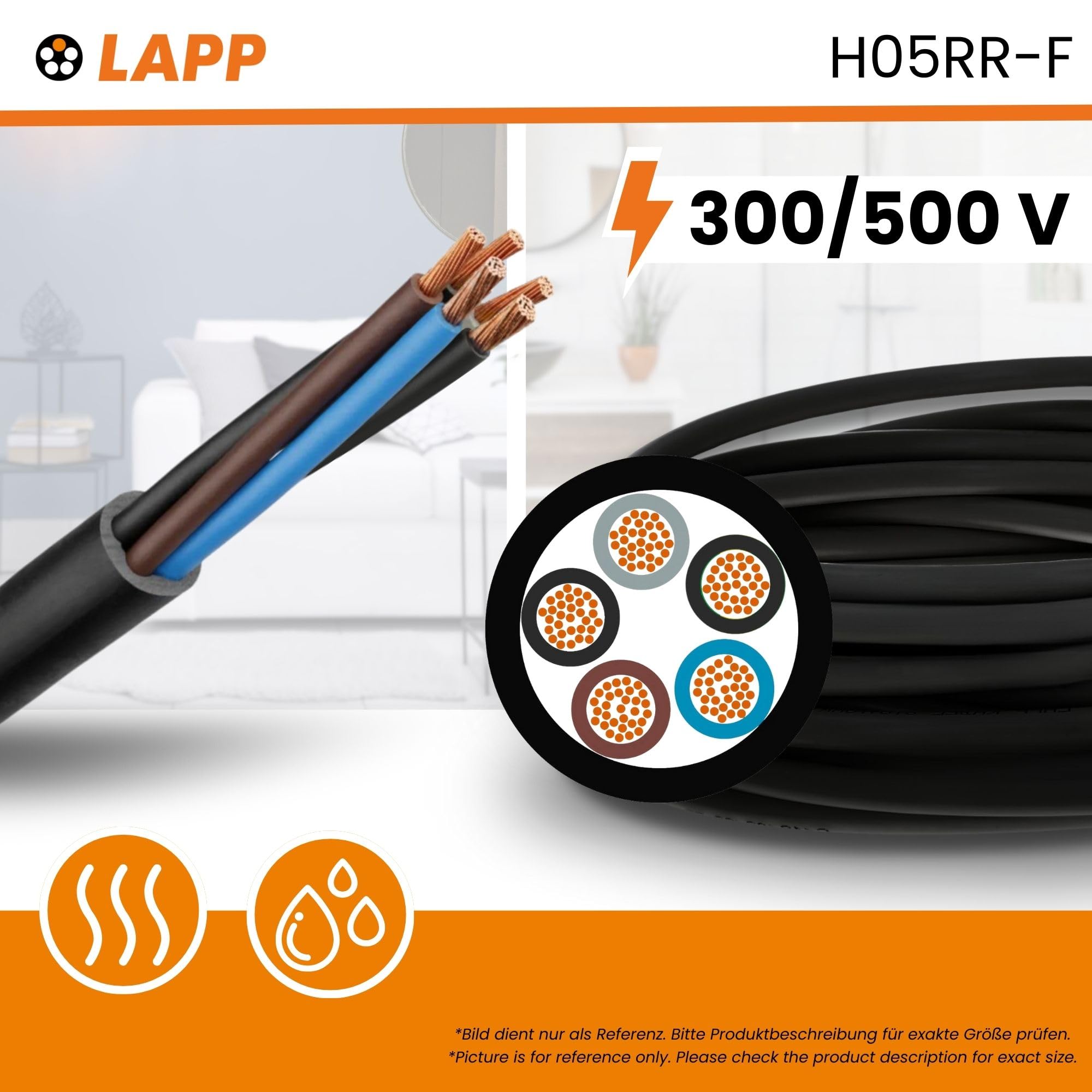 Lapp 10m H05RR-F 2x2,5 mm² Gummileitung - Flexibles Gummikabel Schwarz