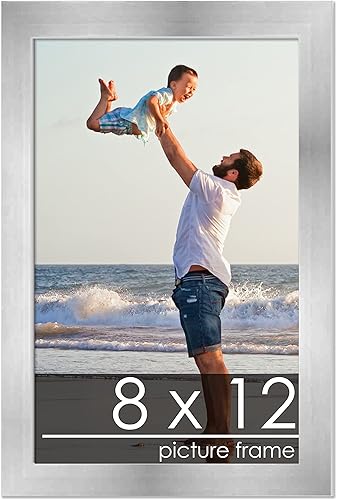 Miniatura 214 de Marco de 28 x 36 pulgadas de madera de peltre plateado con plexiglás acrílico UV, parte trasera de tablero de espuma y accesorios incluidos