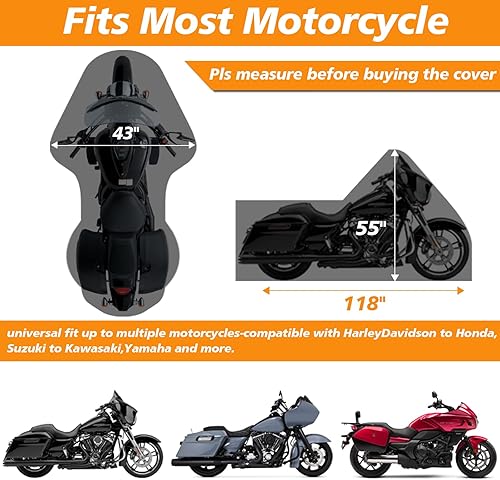Miniatura 15 de XYZCTEM Funda de motocicleta de alta calidad de 18 capas impermeable para todo clima, resistente a la intemperie, protección solar UV, polvo
