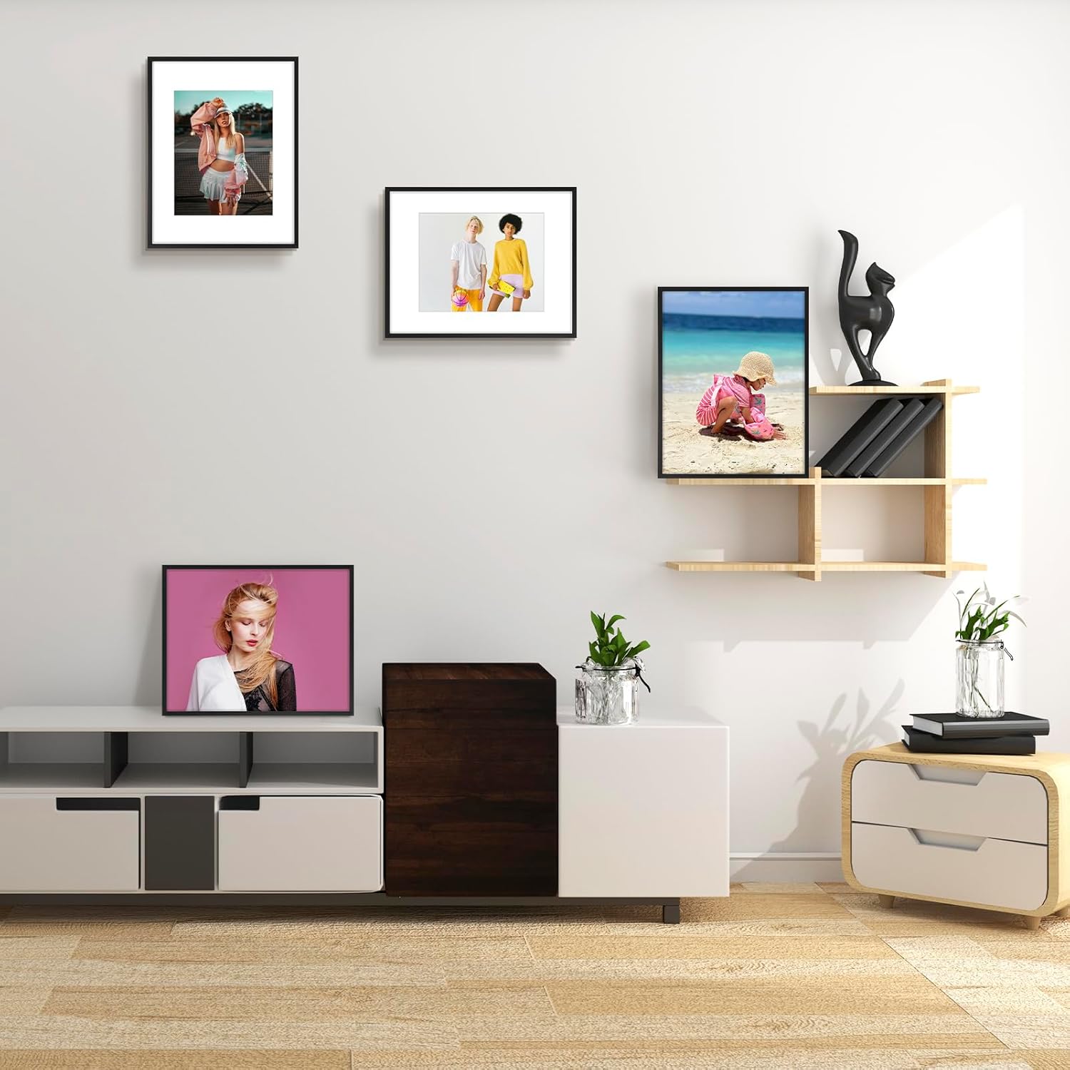 Golden State Art 2-Pack 11x14 Aluminum Picture Frames with 8x10 Mat - Black Metal Photo Frames, Shatter-Resistant Plexiglass, Wall Mountable for Home & Office Decor, Horizontal or Vertical Display