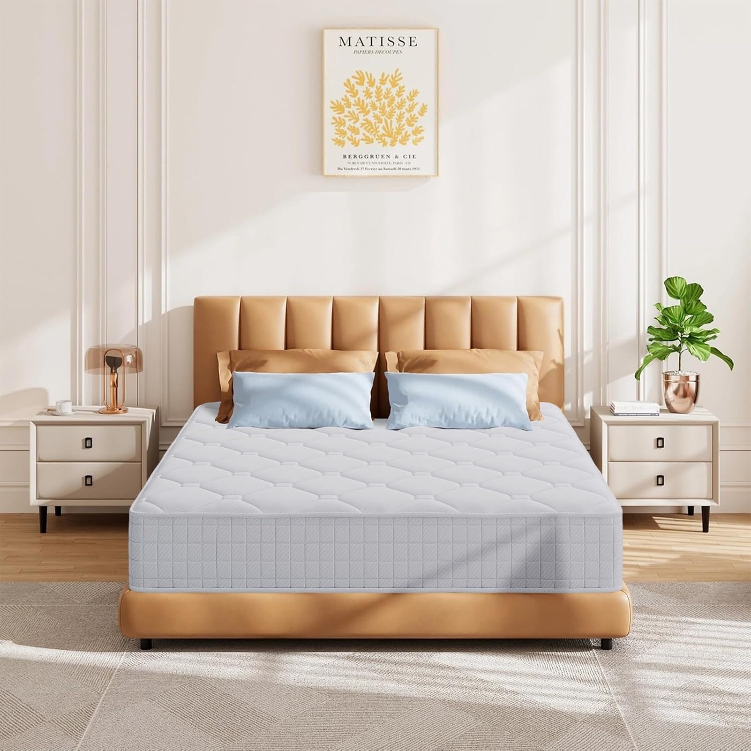 14 Inch Full Size Mattress, Pocketed Coils for Strong Support, Hybrid Memory Foam & Fiberglass Free, Cool Night & Spinal Alignment, Pressure Relief & Motion Isolation, Medium Firm