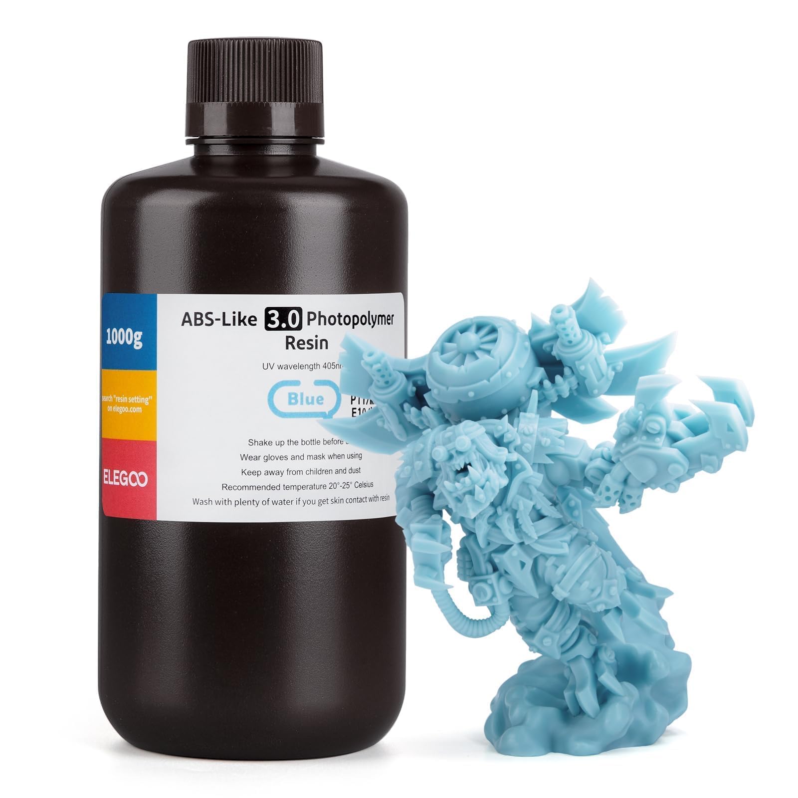 ELEGOO ABS LIKE 3D Printer Resin 3.0, 405nm UV Cured Photo Polymer Resin for Mars Saturn Jupiter MSLA DLP LCD Impresora, High Strength and Toughness, Low Viscosity, Blue 1000g-image-42