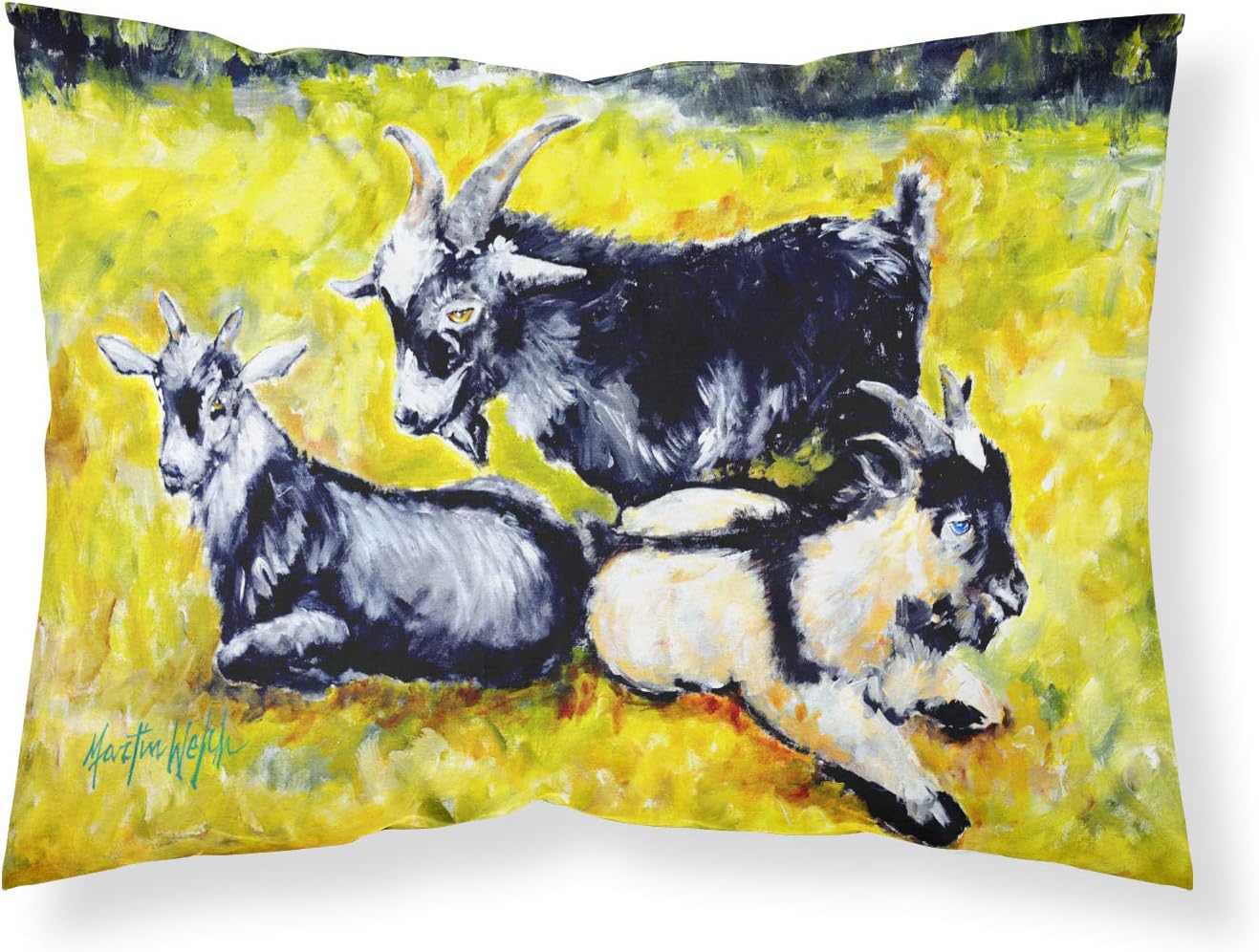 Caroline's Treasures MW1266PILLOWCASE Three Goats Fabric Standard Pillowcase Lightweight Super Soft Easy Care Decorative Artwork Pillowcase, Standard