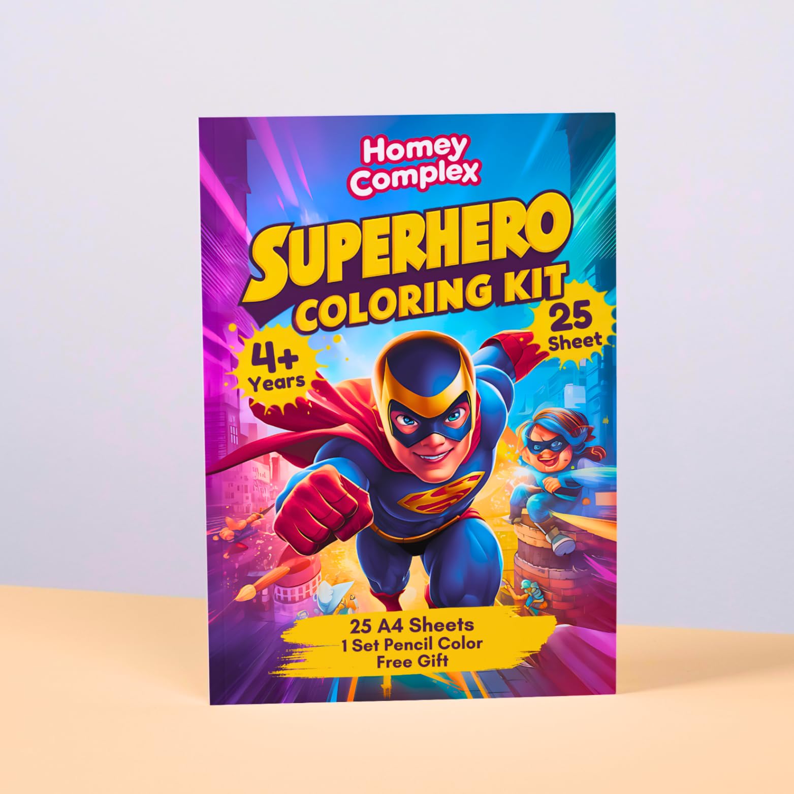 Homey Complex Superhero Coloring Kit, 25 Sheets, A4 Size, 1 Pack Color Pencils, Ideal for Creativity, Gift & Travel for Kids Aged 4 and Above (B0DFCQ4LGS) Amazon Price History, Amazon Price Tracker