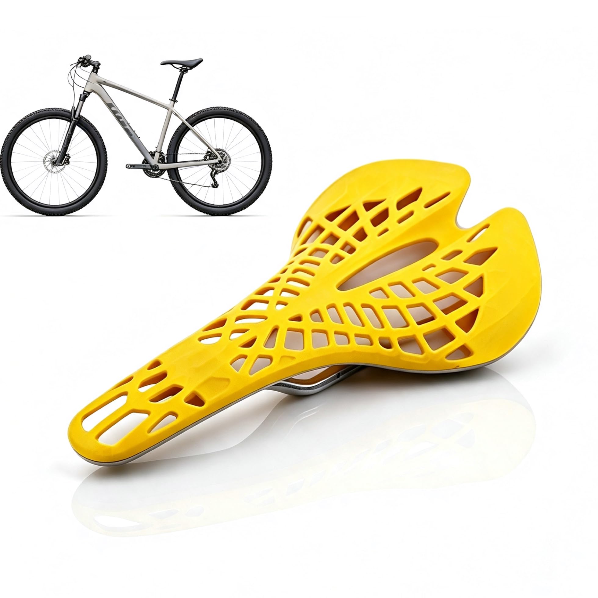 Bike Spider Seat Cushion, Comfy Mountain Road Bike Spider Cushion Bicycle Saddle Cover Hollow Out Seat Saddle Breathable Cycling Padded for Men Women (Yellow)
