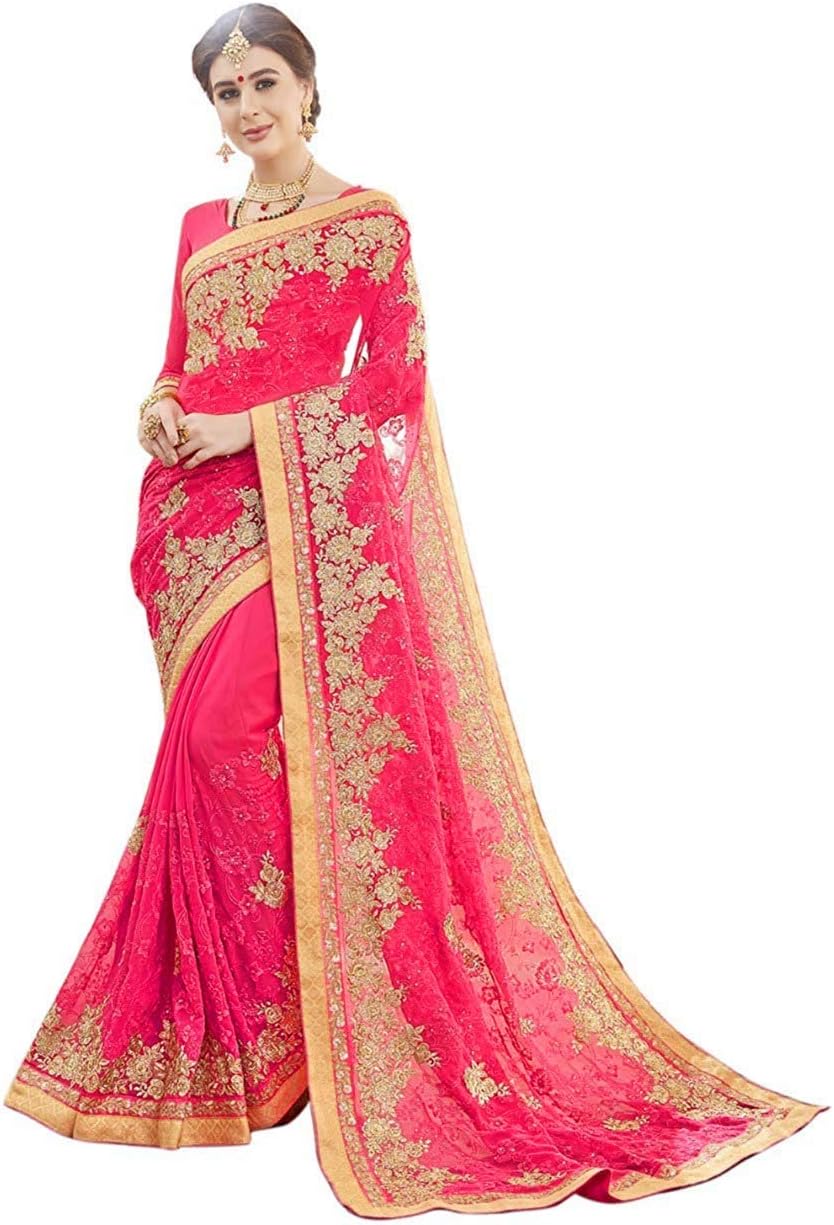 Miodis fashion Women's Georgette Saree With Unstitched Blouse Piece