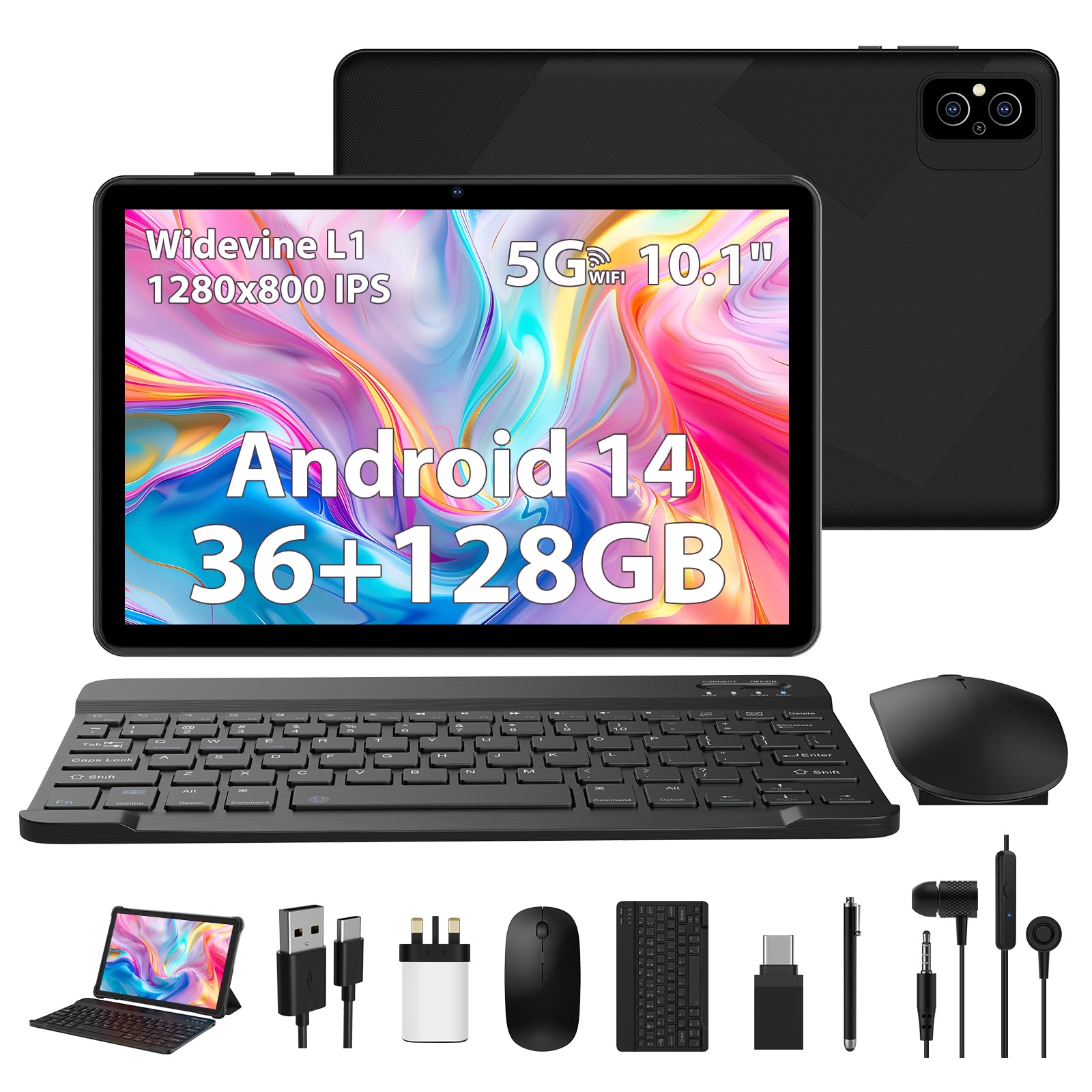 AXETOP 10 inch Tablet PC Android 14, 36GB RAM+128GB ROM (1TB TF