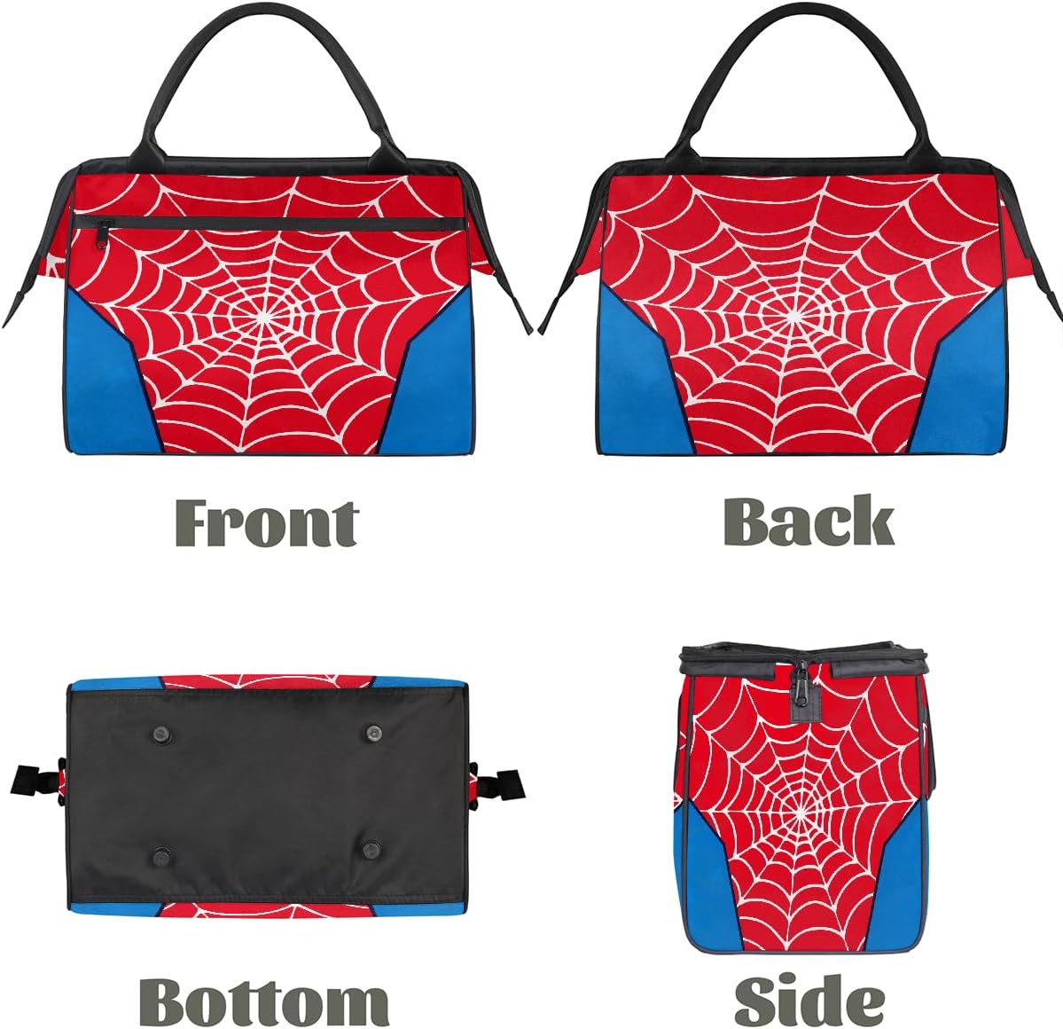 Sports Duffel Bags for Kids - Carry On Travel Gym Bag Waterproof Workout Shoulder Tote for Boys Girls Weekender Overnight Duffel for Swim Dance Camp(White Spider Web)