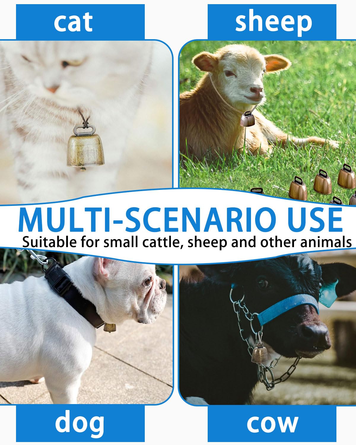 BARRU 5 pcs campane in rame per cani e gatti, per animali domestici, mucca, cavallo, pecora, pascolo, piccole campane in ottone, campane anti-smarrimento, campane per animali - bronzo