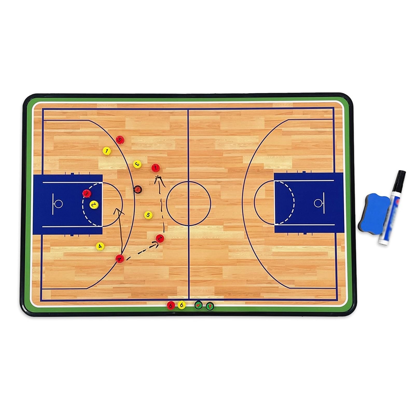 Carpeta Táctica para Entrenar, Pizarra Magnetica Baloncesto, Uso a Doble Cara, con Bolsa de Almacenamiento, Ideal para Competiciones o Clases Escolares
